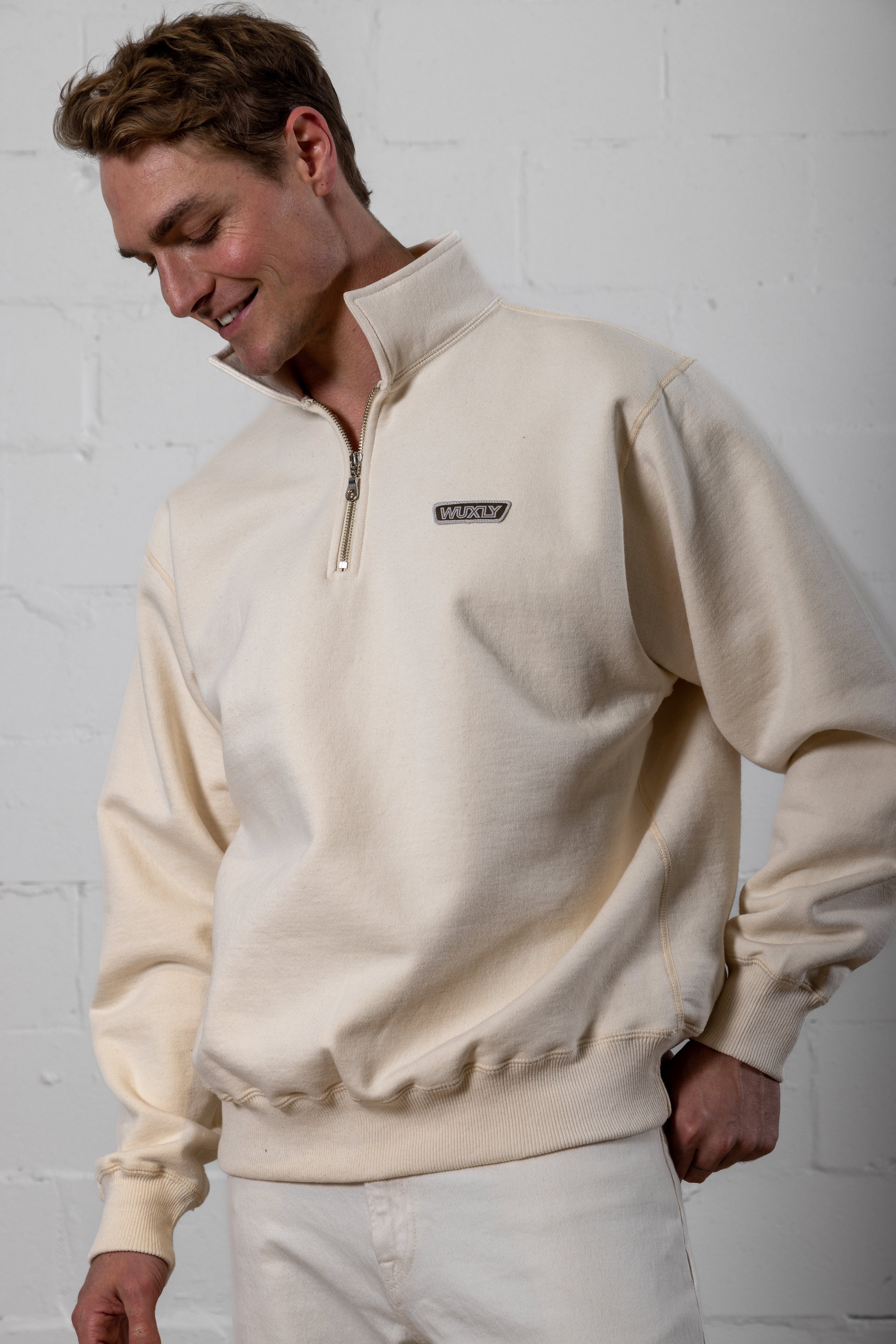Oversized Half-zip Sweatshirt - Cream/Harlem - Men